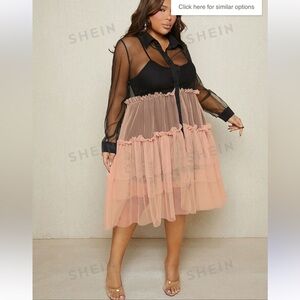Shein mesh layered ruffle dress
